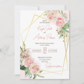 Blütenrosa Rose Blumen Hochzeit einladen Einladung (Vorderseite)