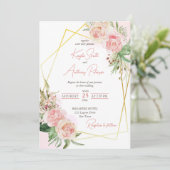 Blütenrosa Rose Blumen Hochzeit einladen Einladung (Stehend Vorderseite)