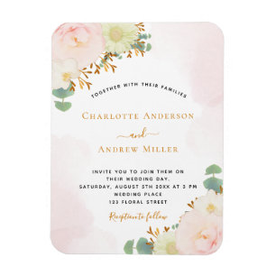 Blütenrosa Rose Blütengold Hochzeit Magnet