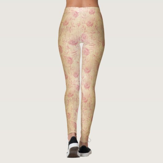 Blütenrosa Rosengoldschimmer Leggings (Rückseite)