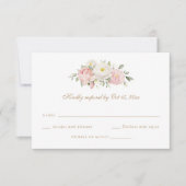 Blütenrosa Rosengrün Hochzeitskarte RSVP Einladung (Vorderseite)