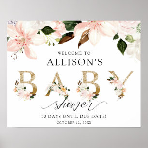 Blütenrosa Rutsche Babydusche Begrüßungszeichen Poster