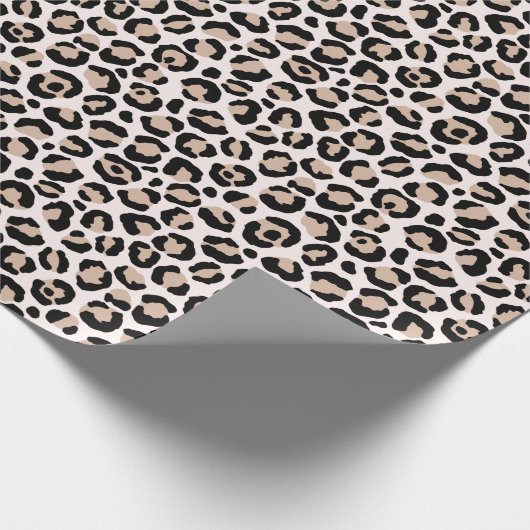 Blütenrosa Schwarzer Leoparden Geschenkpapier (Ecke)