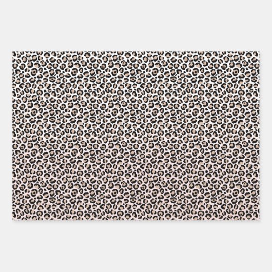 Blütenrosa Schwarzer Leoparden Geschenkpapier Set (Vorderseite 2)