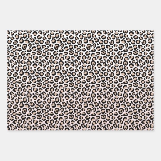 Blütenrosa Schwarzer Leoparden         Geschenkpapier Set (Vorderseite)