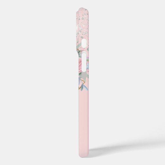 Blütenrosa Silberblume Glitzer Case-Mate iPhone Hülle (Rückseite / Links)