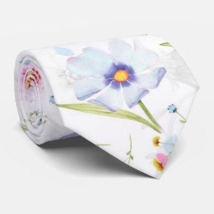 Blütenrosa und blaue Blumen Krawatte