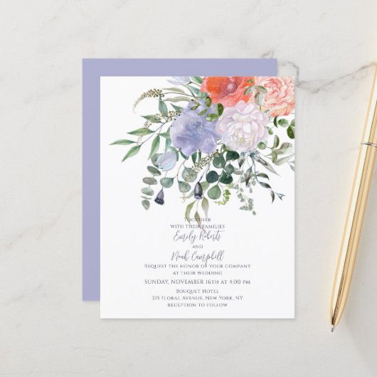 Blütenrosa und blaue Wasserfarbe Blumenzwiebeln (Vorderseite/Rückseite Beispiel)