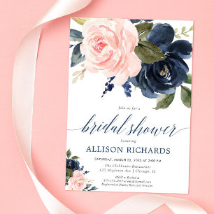 Blütenrosa und blumenblaues Brautparty Einladung