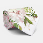 Blütenrosa und grüne, weiße Hochzeit Krawatte (Gerollt)