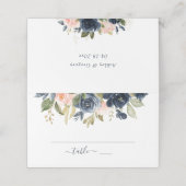 Blütenrosa und Navy-Frame Elegante Hochzeit Platzkarte (Außenseite Aufgefaltet)
