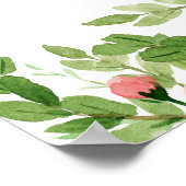 Blütenrosa Wasserfarben Hochzeitsempfang Poster (Ecke)