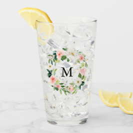 Blütenrosa Wasserfarbenkörper Monogramm Glas