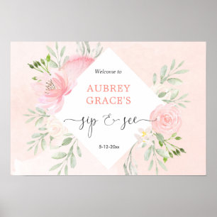 Blütenrosa, weiße Blumengrün und beobachten Poster