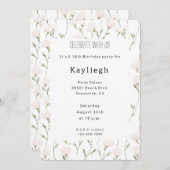 Blütenrosa Weiße Blüte Geburtstag Einladung (Vorne/Hinten)