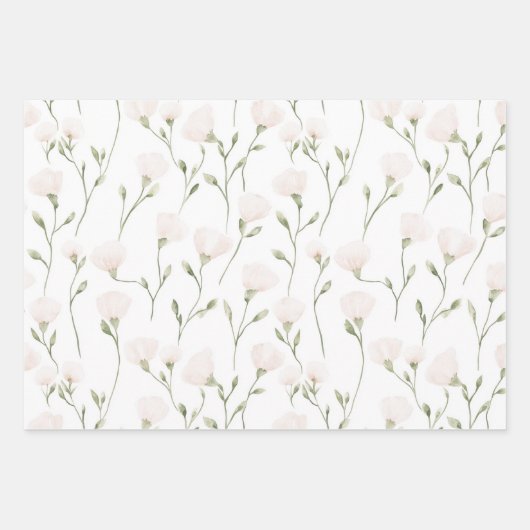 Blütenrosa Weiße Blüte Geburtstag Geschenkpapier Set (Vorderseite)