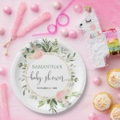 Blütenrosa, weiße Vegetation Gold Blumen elegant Pappteller (Party)