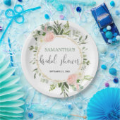 Blütenrosa, weiße Vegetation Gold Blumen elegant Pappteller (Party)