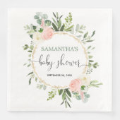 Blütenrosa, weiße Vegetation Gold Blumen elegant Serviette (Vorderseite)