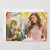 Blütenrosa Zwei Fotos Blumenquinceanera Einladung (Rückseite)