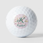 Blütenrosa, zweischichtige Monogram, Vorname Golf Golfball (Vorderseite)