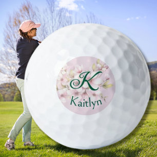 Blütenrosa, zweischichtige Monogram, Vorname Golf Golfball