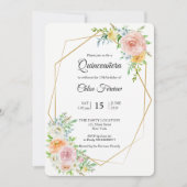 Blütenrot Elegante Einladung von Quinceañera (Vorderseite)