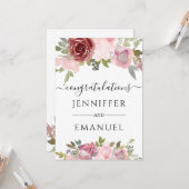 Blütenrot individuelle Name Hochzeit gratulieren Karte (Vorderseite/Rückseite Beispiel)