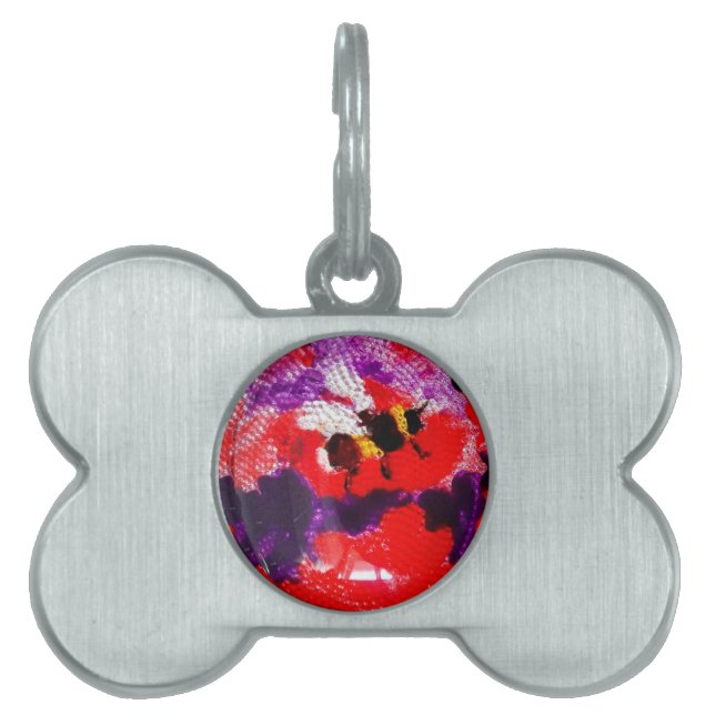 Blütenrot Lila Blume Biene farbenfroh Tiermarke (Vorderseite)