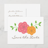 Blütenrot orange blorale Save the Date Postkarte (Vorne/Hinten)