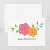 Blütenrot orange blorale Tischnummer Postkarte (Vorne/Hinten)