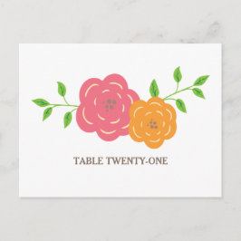 Blütenrot orange blorale Tischnummer Postkarte