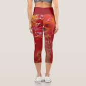 Blütenrot, Orange, Weiß Capri Leggings (Rückseite)