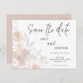 Blütenrot Pfirsichgraue Hochzeit retten Datum Postkarte (Vorne/Hinten)