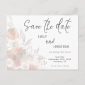 Blütenrot Pfirsichgraue Hochzeit retten Datum Postkarte (Vorderseite)