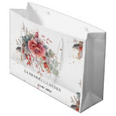 Blütenrot Pfirsichpfirsichblauer Hochzeitstag Große Geschenktüte (Vorderseite Schrägansicht)