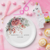 Blütenrot Pfirsichpfirsichblauer Hochzeitstag Pappteller (Party)