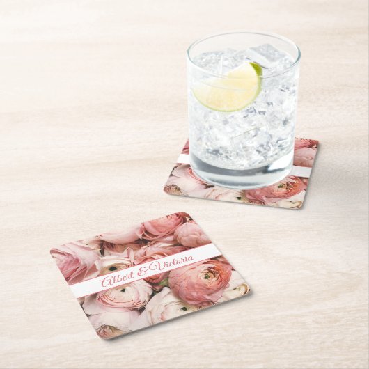 Blütenrot Rechteckiger Pappuntersetzer (Vor Ort)