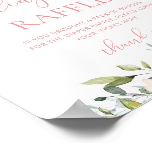 Blütenrot Rosa Blattbillard-Tombola Poster (Ecke)