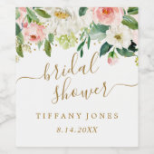 Blütenrot-Rosa-Brautparty Confetti Weinetikett (Einzelnes Label)