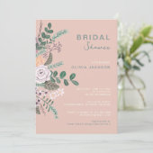 Blütenrot Rosa Brautparty Einladung (Stehend Vorderseite)