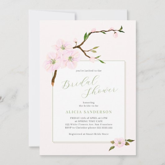 Blütenrot Rosa Brautparty Einladung (Vorderseite)