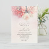 Blütenrot Rosa Einladung zur Hochzeit (Stehend Vorderseite)