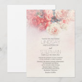 Blütenrot Rosa Einladung zur Hochzeit (Vorne/Hinten)