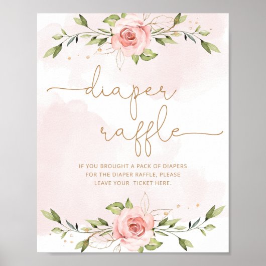 Blütenrot Rosa Goldfolie Preiselter Poster (Vorne)