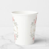 Blütenrot Rosa goldgrüne Babydusche Pappbecher (Rechts)