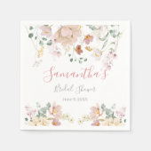 Blütenrot Rosa Grüne Elegantes Brautparty Serviette (Vorderseite)