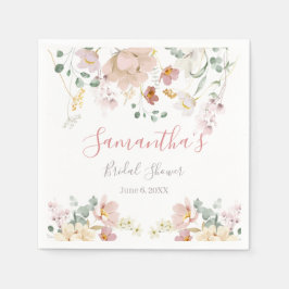 Blütenrot Rosa Grüne Elegantes Brautparty Serviette