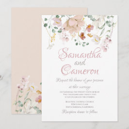 Blütenrot Rosa Grüne Watercolor Elegante