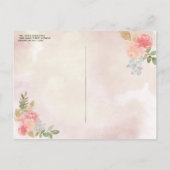 Blütenrot Rosa Prinzessin Birthday Quinceanera Einladungspostkarte (Rückseite)